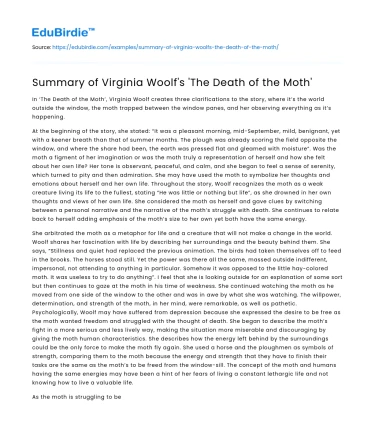Summary of Virginia Woolf’s ‘The Death of the Moth’