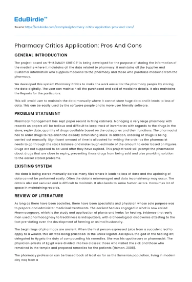 Pharmacy Critics Apps: Benefits and Challenges