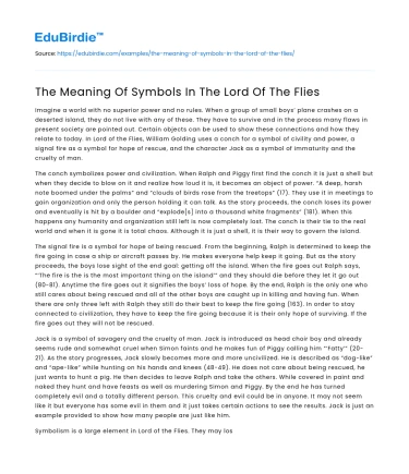 The Meaning Of Symbols In The Lord Of The Flies