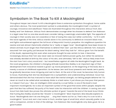 Symbolism In The Book To Kill A Mockingbird