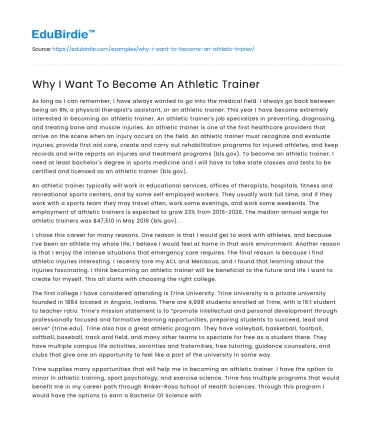 Why I Want To Become An Athletic Trainer