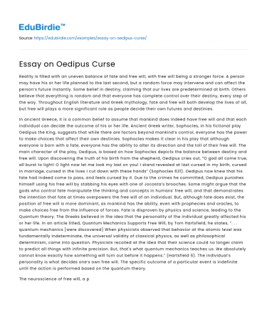 Essay on Oedipus Curse