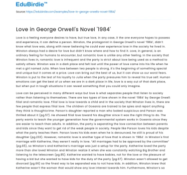Love in George Orwell’s Novel ‘1984’