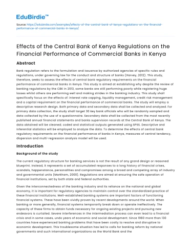 Impact of Central Bank of Kenya Regulations on Commercial Banks