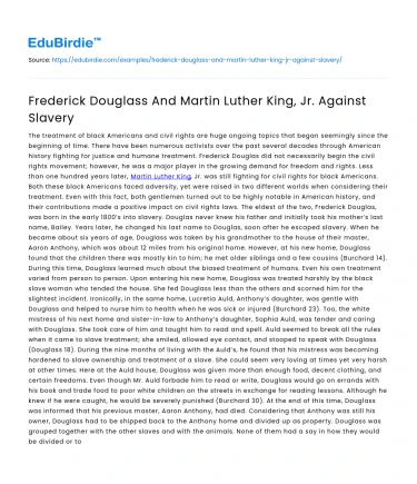 Frederick Douglass And Martin Luther King, Jr. Against Slavery