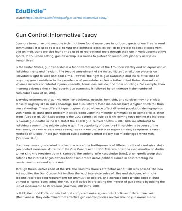 Gun Control: Informative Essay