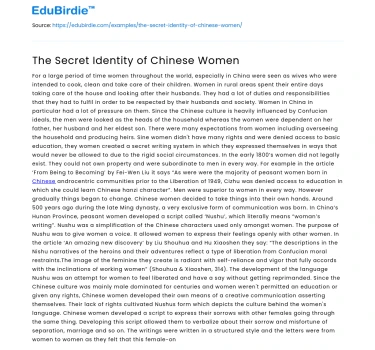 The Secret Identity of Chinese Women