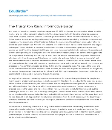 The Trusty Ron Rash: Informative Essay