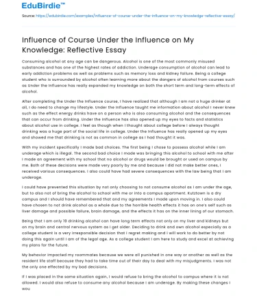 Influence of Course Under the Influence on My Knowledge