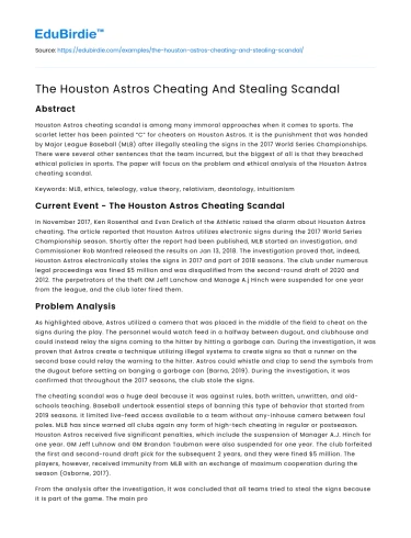 The Houston Astros Cheating And Stealing Scandal