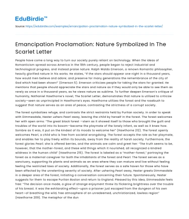 Emancipation Proclamation: Nature Symbolized In The Scarlet Letter