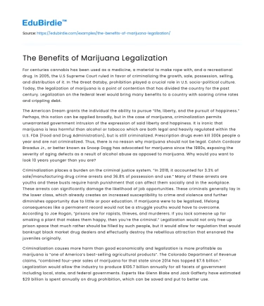The Benefits of Marijuana Legalization