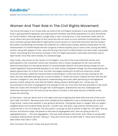 Women And Their Role In The Civil Rights Movement