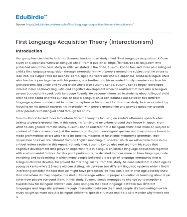 First Language Acquisition Theory (Interactionism)