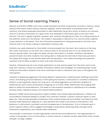 Sense of Social Learning Theory