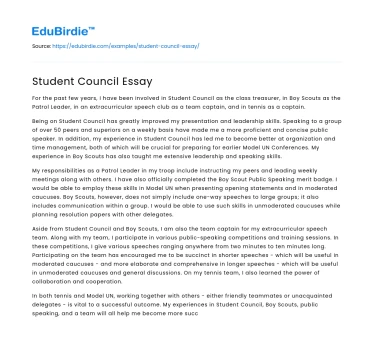 Student Council Essay