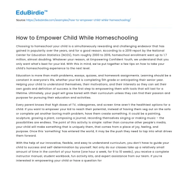 How to Empower Child While Homeschooling