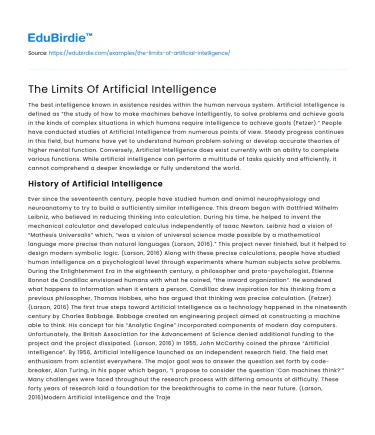 The Limits Of Artificial Intelligence