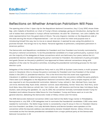 Reflections on Whether American Patriotism Will Pass