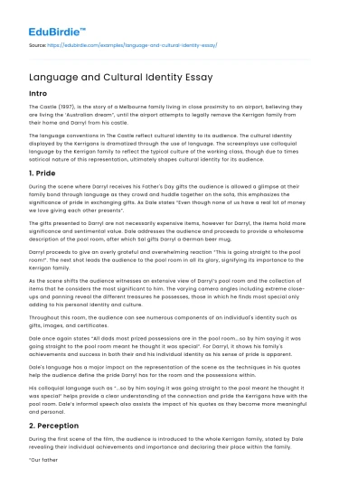 Language and Cultural Identity Essay