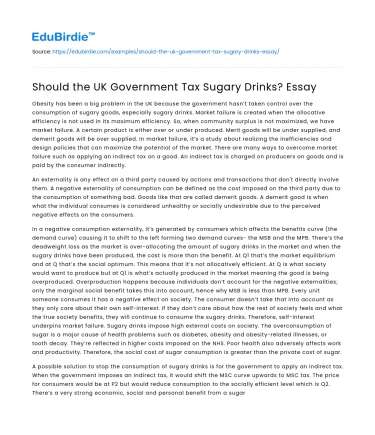 Should the UK Government Tax Sugary Drinks? Essay