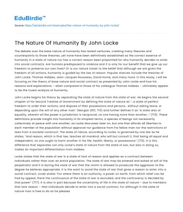 The Nature Of Humanity By John Locke