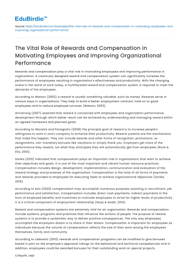 Rewards & Compensation: Motivating Employees & Improving Performance