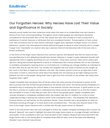 The Erosion of Heroic Archetypes in Modern Culture