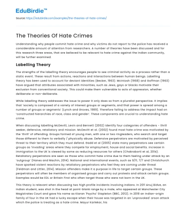 The Theories Of Hate Crimes