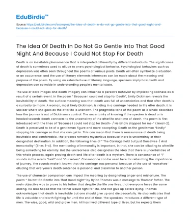 Death in Do Not Go Gentle & Because I Could Not Stop