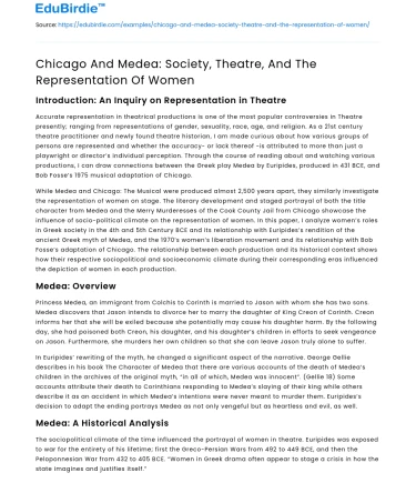 Chicago And Medea: Society, Theatre, And The Representation Of Women