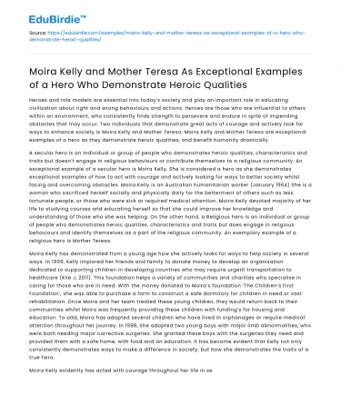 Moira Kelly & Mother Teresa: Heroic Examples