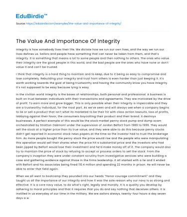 The Value And Importance Of Integrity