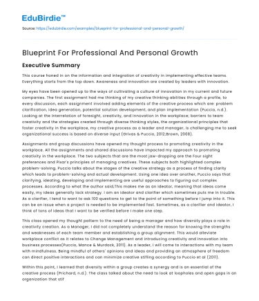 Blueprint For Professional And Personal Growth