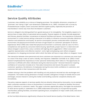 Service Quality Attributes
