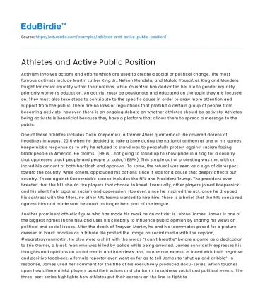 Athletes and Active Public Position
