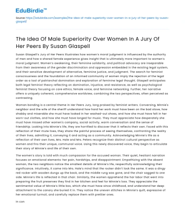 Male Superiority Over Women in “A Jury of Her Peers”