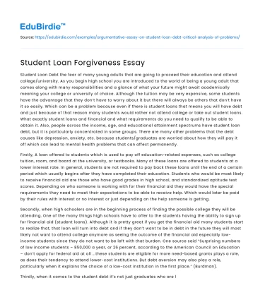 Student Loan Forgiveness Essay