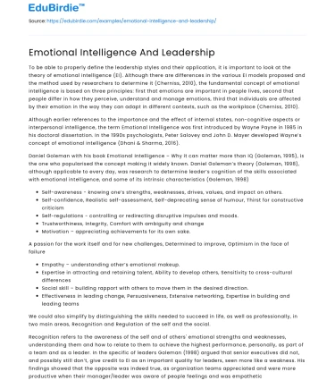Emotional Intelligence And Leadership