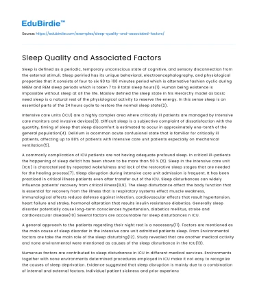 Determinants of Sleep Quality: An In-Depth Analysis