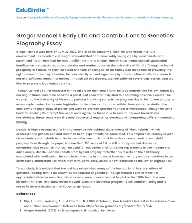 Gregor Mendel’s Early Life and Contributions to Genetics