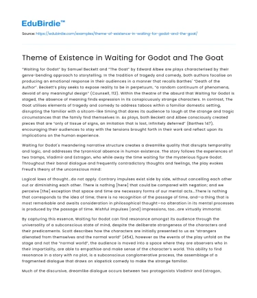 Theme of Existence in Waiting for Godot and The Goat