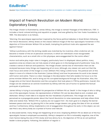 Impact of French Revolution on Modern World: Exploratory Essay