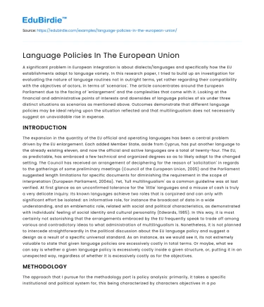 Language Policies In The European Union