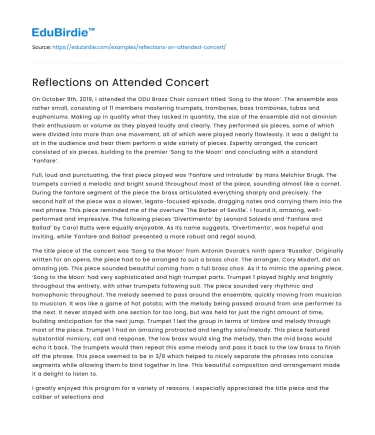 Reflections on Attended Concert