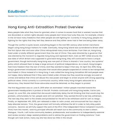 Hong Kong Anti-Extradition Protest Overview