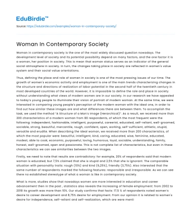 Woman In Contemporary Society