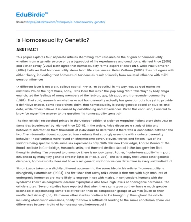 Is Homosexuality Genetic?