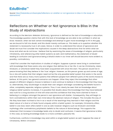 Ignorance vs Bliss in Studying Abstractions