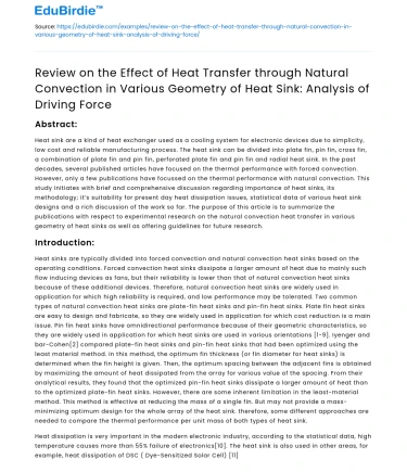 Effect of Natural Convection on Heat Sink Geometry Analysis